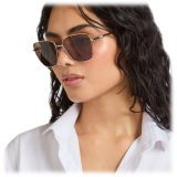 Jimmy Choo - Pua - Pale Gold Square Sunglasses with Crystals Dark Brown Lenses - Jimmy Choo Eyewear