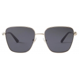 Jimmy Choo - Pua - Occhiali da Sole Quadrati Oro Pallido con Cristalli Lenti Grigio Scuro - Jimmy Choo Eyewear