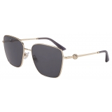 Jimmy Choo - Pua - Pale Gold Square Sunglasses with Crystals Dark Grey Lenses - Jimmy Choo Eyewear