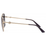 Jimmy Choo - Pua - Occhiali da Sole Quadrati Oro Pallido con Cristalli Lenti Grigio Scuro - Jimmy Choo Eyewear