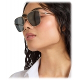 Jimmy Choo - Pua - Pale Gold Square Sunglasses with Crystals Dark Grey Lenses - Jimmy Choo Eyewear