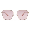 Jimmy Choo - Pua - Pale Gold Square Sunglasses with Crystals Pink Lenses - Jimmy Choo Eyewear