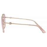 Jimmy Choo - Pua - Pale Gold Square Sunglasses with Crystals Pink Lenses - Jimmy Choo Eyewear