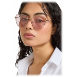 Jimmy Choo - Pua - Pale Gold Square Sunglasses with Crystals Pink Lenses - Jimmy Choo Eyewear