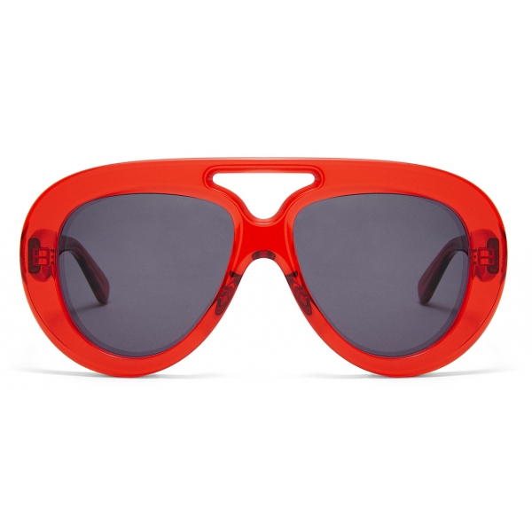 Loewe - Occhiali da Sole Spoiler Aviatore Rotondi - Rosso Brillante Trasparente - Loewe Eyewear