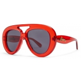 Loewe - Occhiali da Sole Spoiler Aviatore Rotondi - Rosso Brillante Trasparente - Loewe Eyewear