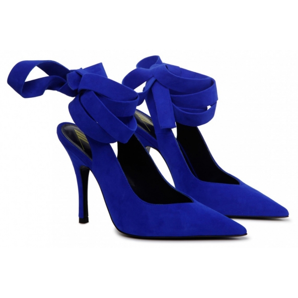 The Attico - Cobalt Blue Leather Slingback Pumps - The Attico Exclusive Luxury Collection