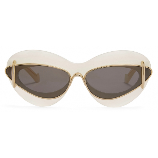 Loewe - Occhiali da Sole con Doppia Montatura Cat-Eye in Acetato e Metallo - Avorio/Marrone