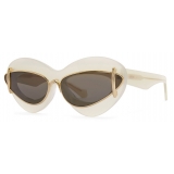 Loewe - Occhiali da Sole con Doppia Montatura Cat-Eye in Acetato e Metallo - Avorio/Marrone