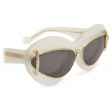 Loewe - Occhiali da Sole con Doppia Montatura Cat-Eye in Acetato e Metallo - Avorio/Marrone