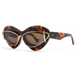 Loewe - Cateye Double Frame Sunglasses in Acetate and Metal - Dark Havana - Loewe Eyewear