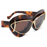 Loewe - Occhiali da Sole con Doppia Montatura Cat-Eye in Acetato e Metallo - Avana Scuro