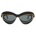 Loewe - Occhiali da Sole con Doppia Montatura Cat-Eye in Acetato e Metallo - Nero Lucido