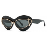 Loewe - Occhiali da Sole con Doppia Montatura Cat-Eye in Acetato e Metallo - Nero Lucido