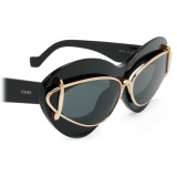 Loewe - Occhiali da Sole con Doppia Montatura Cat-Eye in Acetato e Metallo - Nero Lucido