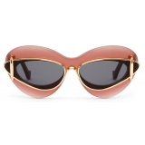 Loewe - Cateye Double Frame Sunglasses in Acetate and Metal - Wine/Rust Color - Loewe