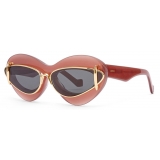 Loewe - Cateye Double Frame Sunglasses in Acetate and Metal - Wine/Rust Color - Loewe