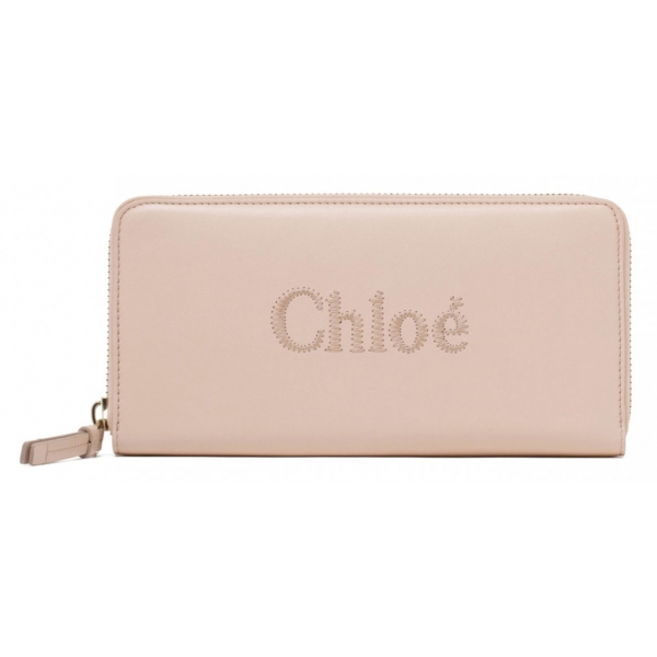 Chloé - Cement Pink Sense Long Zip Wallet - Chloé Exclusive Luxury Collection