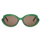 Loewe - Mini Oval Slim Sunglasses - Shiny Opaline Green - Loewe Eyewear