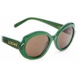 Loewe - Mini Oval Slim Sunglasses - Shiny Opaline Green - Loewe Eyewear