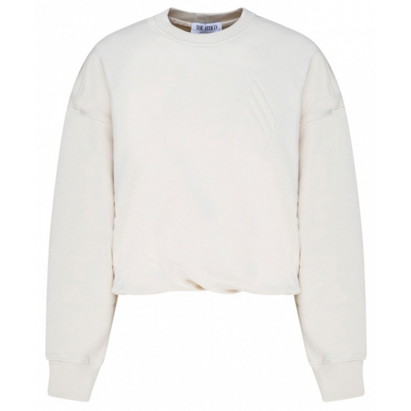 The Attico - Ivory Cotton Maeve Logo Embossed Cotton Sweatshirt - The Attico Exclusive Luxury Collection