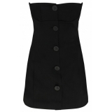 The Attico - Black Asymmetric Buttoned Mini Dress - The Attico Exclusive Luxury Collection