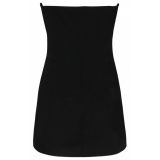 The Attico - Black Asymmetric Buttoned Mini Dress - The Attico Exclusive Luxury Collection