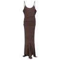 The Attico - Dark Brown Layered Midi Dress - The Attico Exclusive Luxury Collection