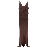 The Attico - Dark Brown Layered Midi Dress - The Attico Exclusive Luxury Collection