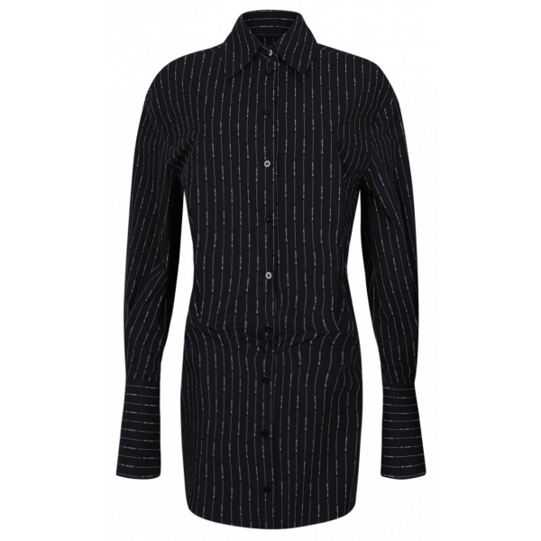 The Attico - Black Striped Shirt Dress - The Attico Exclusive Luxury Collection