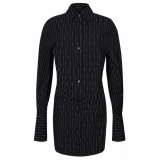 The Attico - Black Striped Shirt Dress - The Attico Exclusive Luxury Collection