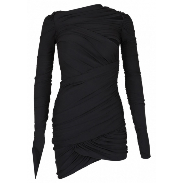 The Attico - Black Wrap Mini Dress - The Attico Exclusive Luxury Collection