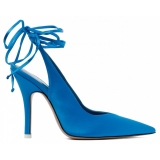 The Attico - Turquoise Fabric and Leather Ankle Tied Pumps - The Attico Exclusive Luxury Collection