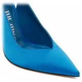 The Attico - Turquoise Fabric and Leather Ankle Tied Pumps - The Attico Exclusive Luxury Collection