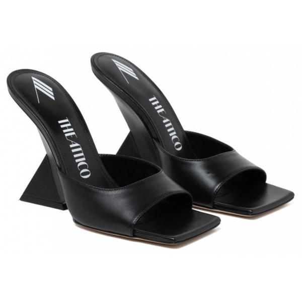 The Attico - Black Leather Cheope Mules - The Attico Exclusive Luxury Collection