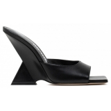 The Attico - Black Leather Cheope Mules - The Attico Exclusive Luxury Collection