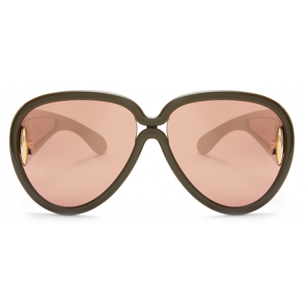 Loewe - Occhiali da Sole Pilot Mask in Acetato e Nylon - Kaki Lucido - Loewe Eyewear