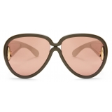 Loewe - Occhiali da Sole Pilot Mask in Acetato e Nylon - Kaki Lucido - Loewe Eyewear