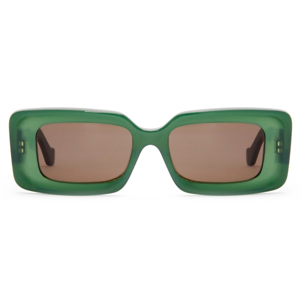 Loewe - Occhiali da Sole Rettangolari - Verde Opalino Lucido - Loewe Eyewear