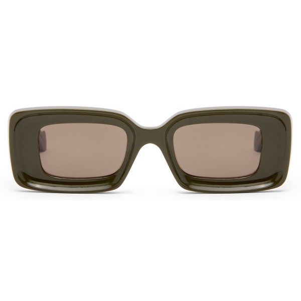 Loewe - Occhiali da Sole Rettangolari - Verde Kaki Tinta Unita - Loewe Eyewear