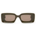 Loewe - Occhiali da Sole Rettangolari - Verde Kaki Tinta Unita - Loewe Eyewear