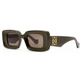 Loewe - Occhiali da Sole Rettangolari - Verde Kaki Tinta Unita - Loewe Eyewear