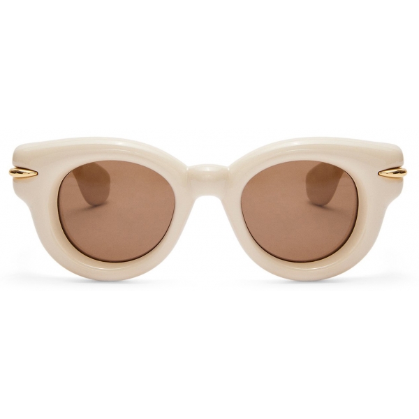 Loewe - Inflated Round Sunglasses in Nylon - Ivory/Brown - Loewe Eyewear