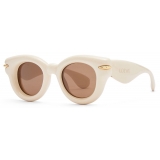 Loewe - Inflated Round Sunglasses in Nylon - Ivory/Brown - Loewe Eyewear