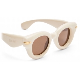 Loewe - Inflated Round Sunglasses in Nylon - Ivory/Brown - Loewe Eyewear