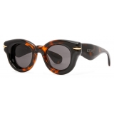 Loewe - Inflated Round Sunglasses in Nylon - Dark Havana - Loewe Eyewear