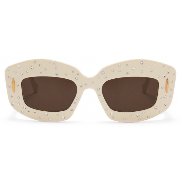 Loewe - Occhiali da Sole Smooth Pavé Screen in Acetato - Avorio - Loewe Eyewear