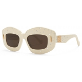 Loewe - Occhiali da Sole Smooth Pavé Screen in Acetato - Avorio - Loewe Eyewear