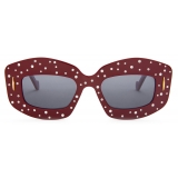 Loewe - Occhiali da Sole Smooth Pavé Screen in Acetato - Bordeaux - Loewe Eyewear