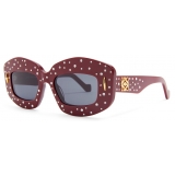 Loewe - Occhiali da Sole Smooth Pavé Screen in Acetato - Bordeaux - Loewe Eyewear